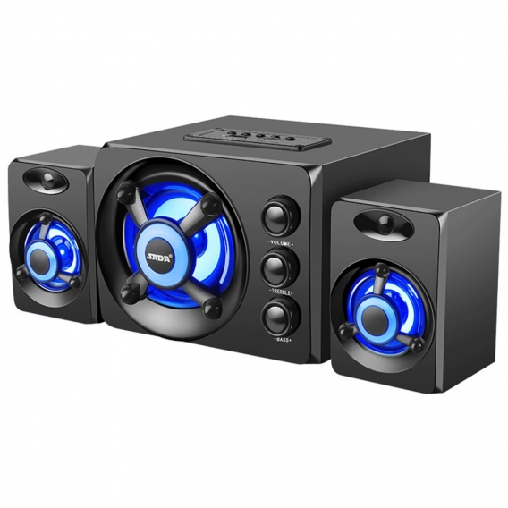 SADA D-208 3-in-1-Heimlautsprecherset Super-Bass-Subwoofer mit buntem LED-Licht 3,5-mm-Kabel-Lautsprecher TF-Kartensteckplatz