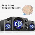 SADA D-208 3-in-1-Heimlautsprecherset Super-Bass-Subwoofer mit buntem LED-Licht 3,5-mm-Kabel-Lautsprecher TF-Kartensteckplatz