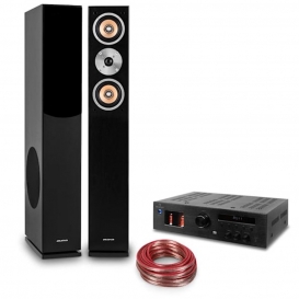 More about auna Hifi Set Music Glow Standlautsprecher + Hifi-Verstärker + 10m Kabel (125 W RMS Verstärker, Bluetooth, passives 3-Wege-Lauts