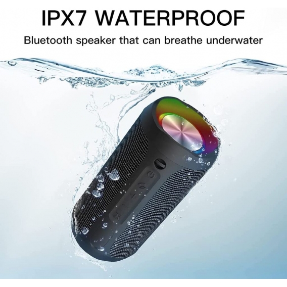 Tragbarer wasserdichter Bluetooth-Lautsprecher Umschalten zwischen Bluetooth-Pairing und Aux-Eingangsmodus per Telefontaste schw