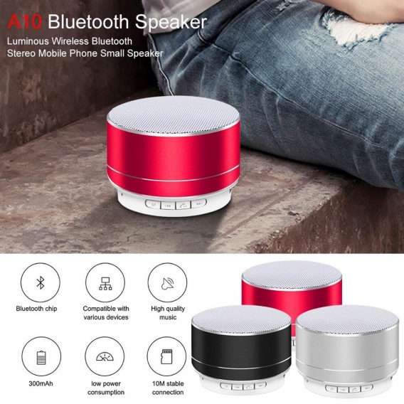 AcserGery Tragbare Mini-Wireless-Bluetooth-Lautsprecher MP3-Stereo-Musik-Player Subwoofer TF USB FM-Karte Musikwiedergabe für Mo