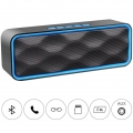 Bluetooth Lautsprecher, Wireless V5.0 Bluetooth Speaker mit Dual-Treiber Bass & FM Radio, 8-10h Spielzeit, Freisprechfunktion, A