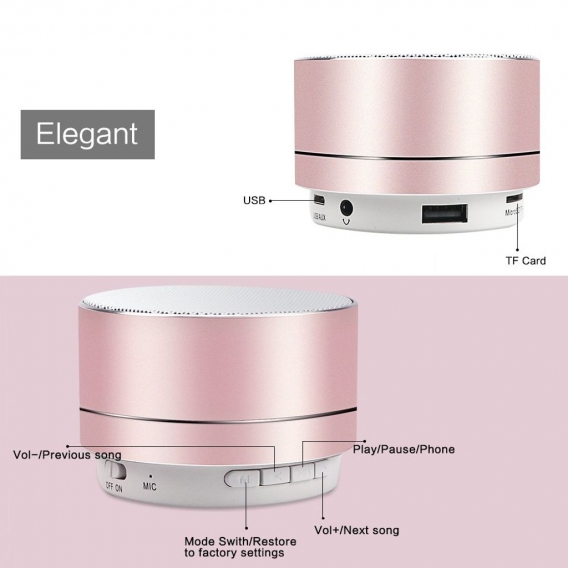 Bluetooth Lautsprecher, Wireless tragbarer Lautsprecher Bluetooth 5.0 intensiver Bass HiFi Stereo Sound, TF-Karte/AUX-Freisprech