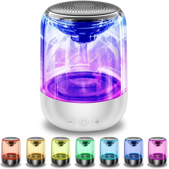 Bluetooth Lautsprecher,tragbar verstellbar 7 Farben 360 ° Stereo-Sound Kristallglas Musik Speaker mit 8 Stunden Spielzeit, funkt