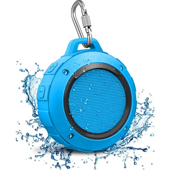 Wasserdicht Bluetooth Lautsprecher, Kabellos Mini Dusche Lautsprecher mit HD Stereo, Saugnapf, Karabiner, Speaker für Outdoor, W