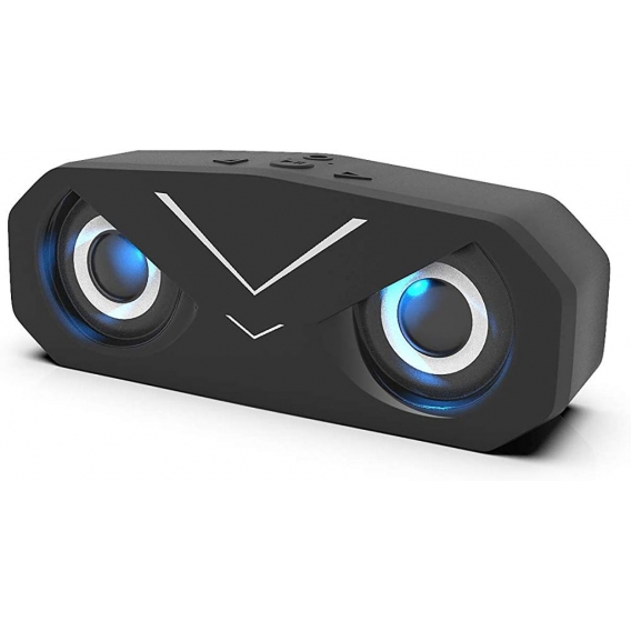 Pyzl Bluetooth-Lautsprecher, tragbarer kabelloser Bluetooth 5.0-Lautsprecher mit tiefen Bass-LED-Leuchten, AUX TF-Subwoofer-Ster