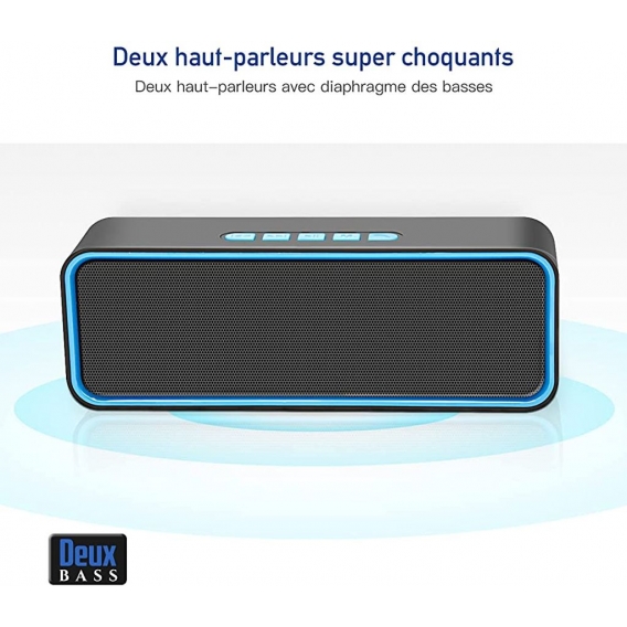 Pyzl Tragbarer Bluetooth-Lautsprecher, kabelloser Bluetooth 5.0-Lautsprecher mit 3D-High-Fidelity-Stereo-Bass, eingebauter 1500-