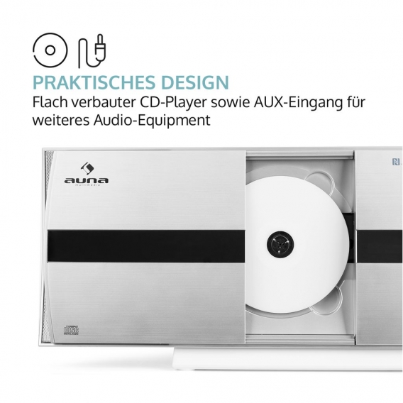 auna V-20 - Vertikal Stereoanlage, Microanlage, CD-Player, MP3, DAB+ Tuner, UKW-Empfänger, Bluetooth, NFC, Standaufstellung oder