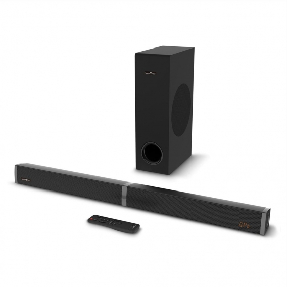 Smart Tech SB-201A, 2.1 Kanal Soundbar, Kompatibel mit Allen Fernsehern (HDMI ARC/USB/Bluetooth/Hilfseingangs/Optisch)