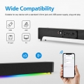 20W TV-Soundbar Kabelgebundener und Wireless Bluetooth-Home Surround-Soundbar für PC-Theater-TV-Lautsprecher,LED buntes leuchten