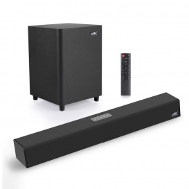 More about ele ELEOPTION 100W TV SoundBar 2.1 Bluetooth-Lautsprecher 5.0 Heimkinosystem 3D-Surround-Soundbar-Fernbedienung mit Subwoofer Fü