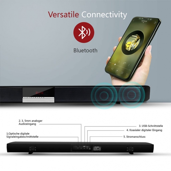 Bluetooth Soundbar Lautsprecher TV Film Heimkino Speaker Fernbedienung Subwoofer