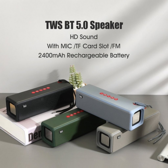 TG271 TWS BT5.0 Drahtloser Lautsprecher Eingebauter 2400-mAh-Lithiumbatterie mit MIC TF-Karte USB-Schnittstelle MP3 HiFi-Stereo-