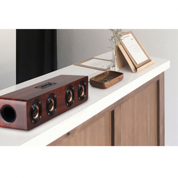 Schlanke Form Holz Bluetooth Lautsprecher Soundbar Bar Telefon für Computer Laptop Outdoor Indoor Farbe Dunkelbraun