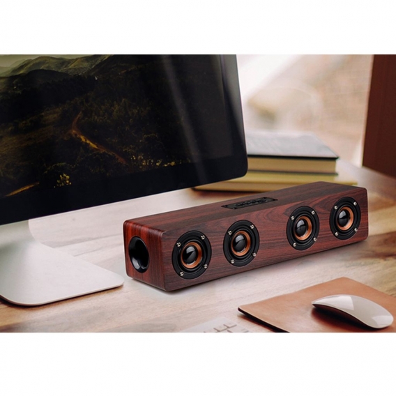 Schlanke Form Holz Bluetooth Lautsprecher Soundbar Bar Telefon für Computer Laptop Outdoor Indoor Farbe Dunkelbraun