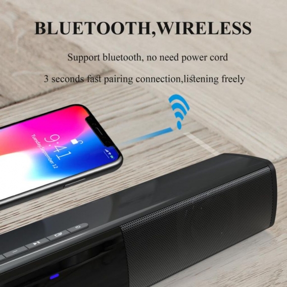 Treffen Lautsprecher Drahtlose Bluetooth Sound Bar, Stereo Batterie Powered Mini Soundbar-lautsprecher für Home Tabletten Deskto