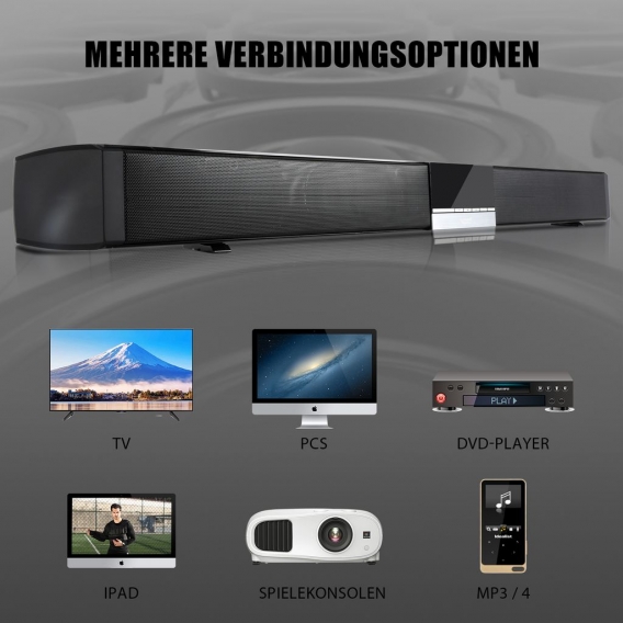 Novonova Soundbar, tragbare TV-Soundbar, 3D-Surround-Basslautsprecher, verkabelt mit 4 Lautsprechern NOV-Y001