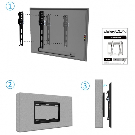 deleyCON Universal TV & Monitor Wandhalterung 23"-42" Zoll (58-107cm) Neigbar - bis 35Kg - bis VESA 200x200 - LCD LED OLED TFT F