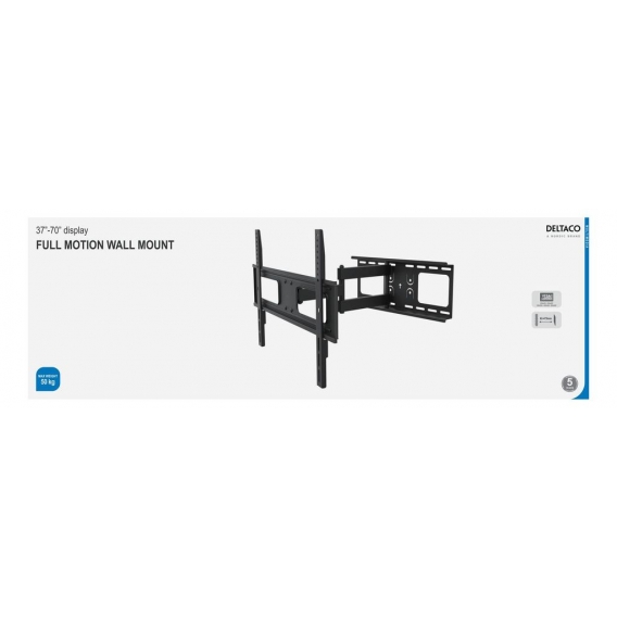 DELTACO Wandhalterung für TV / Bildschirm, 37-70 ”, max 50kg, 3 Gelenke, schwarz