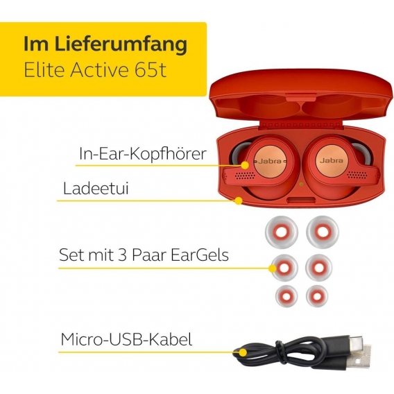 Jabra Elite Active 65t kupfer/rot True-Wireless-Sport-Kopfhörer (Headset - Bluetooth) - Kopfhörer -