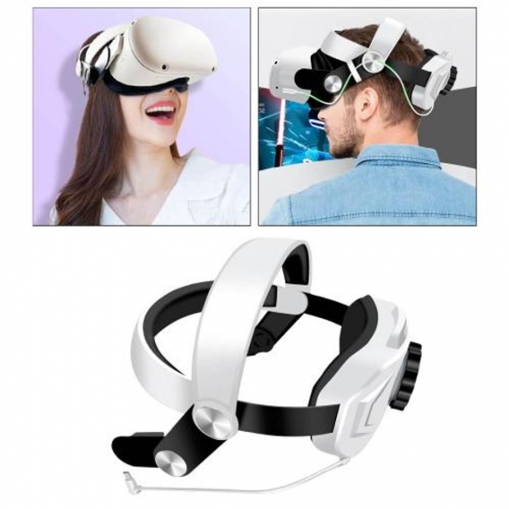 2-in-1-VR-Kopfband, verstellbar mit Akku, Schutz, Ausgleichsgewicht, Ersatzkopfband, für  Quest 2 Headset-Zubehör, weiß