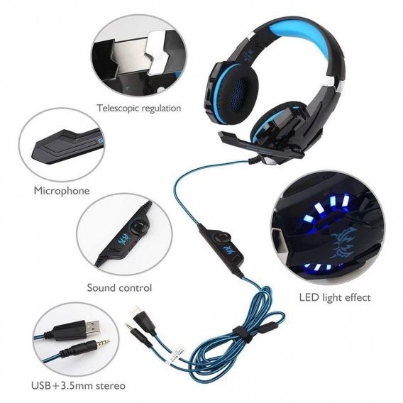 Noise Cancelling Gaming Kopfhörer mit Mikrofon, Surround Sound System 3.5mm Noise Cancelling Gaming Kopfhörer mit Mikrofon, Inte