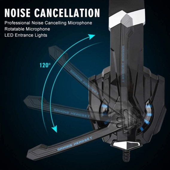 Noise Cancelling Gaming Kopfhörer mit Mikrofon, Surround Sound System 3.5mm Noise Cancelling Gaming Kopfhörer mit Mikrofon, Inte