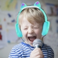 Kabellose Kopfhörer mit Farbe LED-Leuchten,Weich Faltbare Verdrahtete Headset mit Mikrofon, Kinder Kopfhörer auf Ohr für Schule/