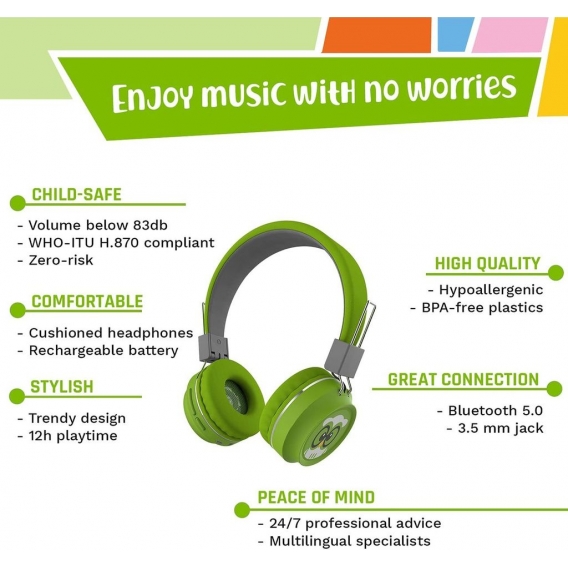 TinyGeeks Neo Bluetooth Headset for Children - Green