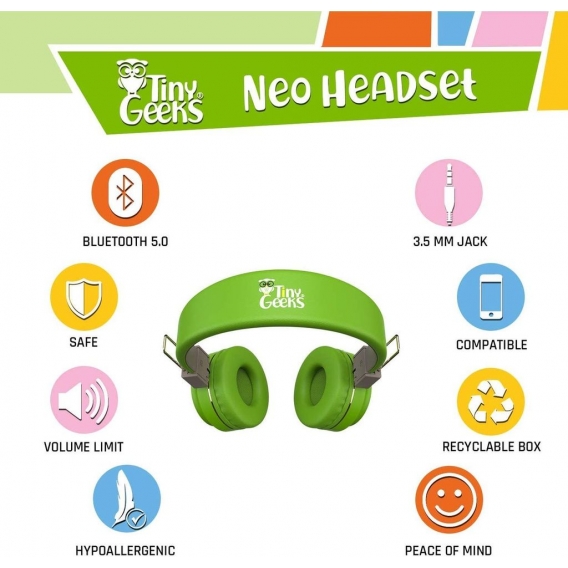 TinyGeeks Neo Bluetooth Headset for Children - Green