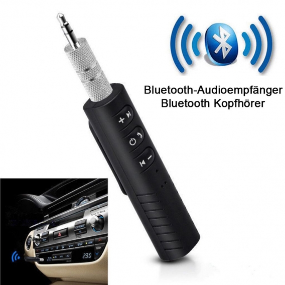 Bluetooth 4.2 Empfänger mit 3.5mm Aux, für Stereoanlage, Auto, Lautsprecher, Kopfhörer usw. Schwarz