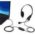 PC Headset USB mit Mikrofon Noise Cancelling & Lautstärkeregler, PC Kopfhörer für Laptop Call Center Office Business, Kristallkl