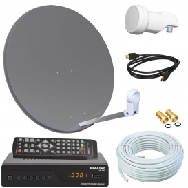 More about Digital SAT Anlage 60cm + HD RECEIVER + 10m Kabel + Opticum single LNB ＝ HD Komplett Set (3 Farben wählbar)