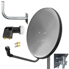 More about ARLI 60 cm HD Sat Anlage grau + Twin LNB + Wandhalter 45cm + 2x F-Stecker vergoldet