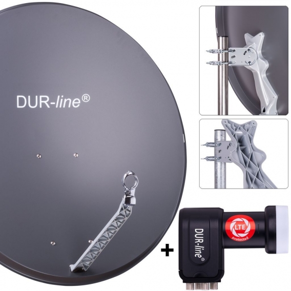 DUR-line Select 85/90cm Komplettanlage anthrazit + Quad LNB