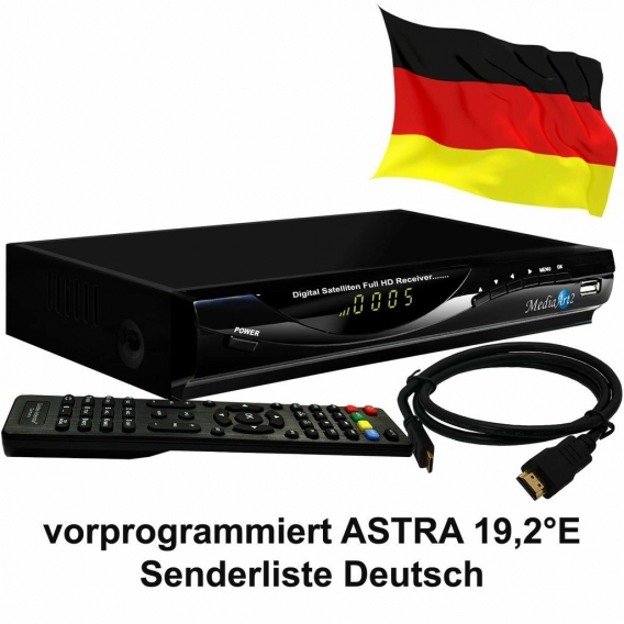 2-TV Sat-Anlage 60cm Twin LNB FULL HD 0,1 Sat-Receiver MEDIAART Wandhalter Kabel