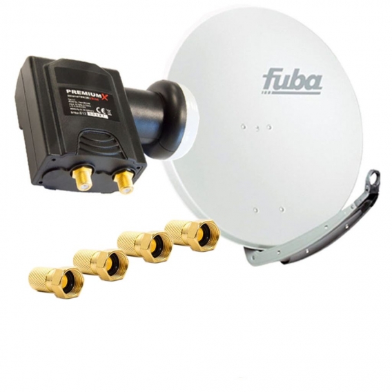 Fuba daa 850 Satellitenantenne Aluminium in Weiss HDTV 3D 4KPremiumX DELUXE Twin LNB Sat