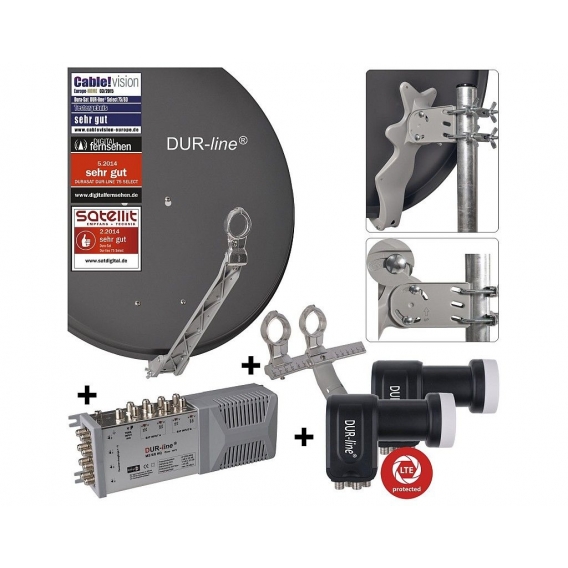 DUR-line Select 75/80cm Komplettanlage anthrazit 2xSAT/8TN