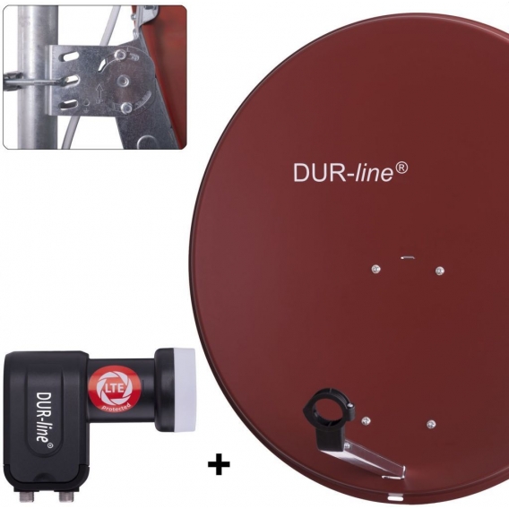 DUR-line MDA 80 Satellitenschüssel rot + Twin LNB