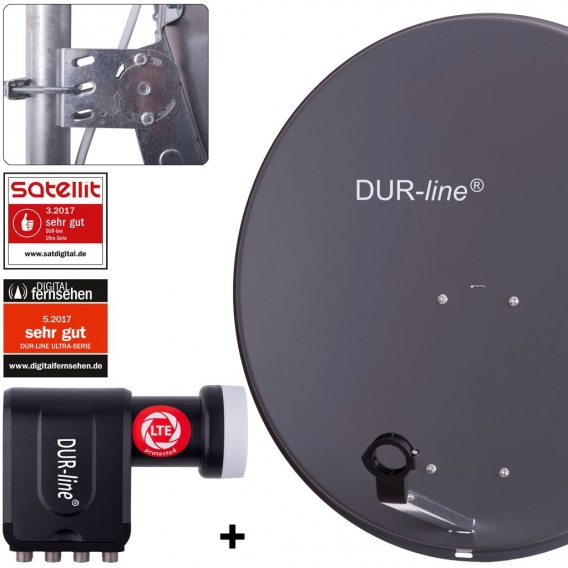 DUR-line MDA 80 Satellitenschüssel anthrazit + Octo LNB