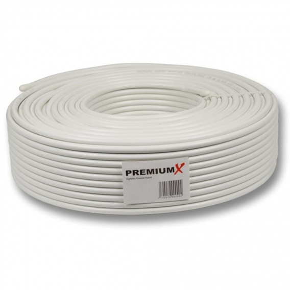 PremiumX Camping Sat Anlage 45cm Hellgrau Single LNB 10m Kabel 2x F-Stecker