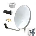 ARLI 60cm HD SAT Anlage weiss + Single LNB + 20m Koaxialkabel + 2x F-Stecker vergoldet