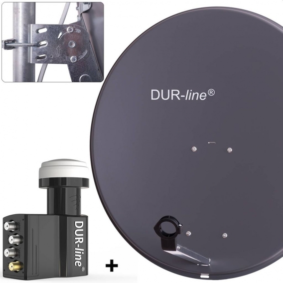 DUR-line MDA 80 Satellitenschüssel anthrazit + Unicable LNB UK 104