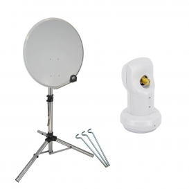 More about PremiumX mobile Camping SAT Anlage 45cm Antenne Hellgrau Single LNB Stativ