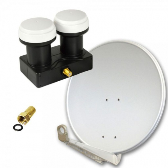 PremiumX Deluxe 80 Alu SAT Antenne in Hellgrau mit Single Monoblock LNB 6° für 1 Teilnehmer