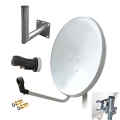 ARLI 80cm HD Sat Anlage Antenne weiss + Single LNB + Wandhalter 25cm + 2x F-Stecker