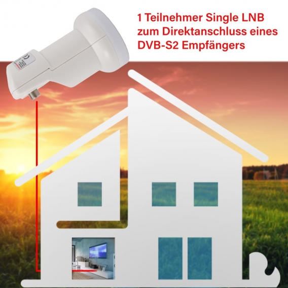 RED OPTICUM LH80 Satellitenschüssel 80 cm ziegelrot mit LNB Halterung & Single LNB LSP 02G - 4K HD & 3D fähig - Witterungsbestän