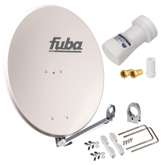 SET Fuba Sat Satelliten Anlage Spiegel Antenne Schüssel ALU DAL800 + LNB 1 - 8 Teilnehmer Hellgrau 1 Teilnehmer