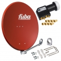 SET Fuba Sat Satelliten Anlage Spiegel Antenne Schüssel ALU DAL800 + LNB 1 - 8 Teilnehmer Rot 4 Teilnehmer