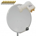 PremiumX SAT Anlage 80cm Antenne Aluminium Quad LNB weiß 8x F-Stecker